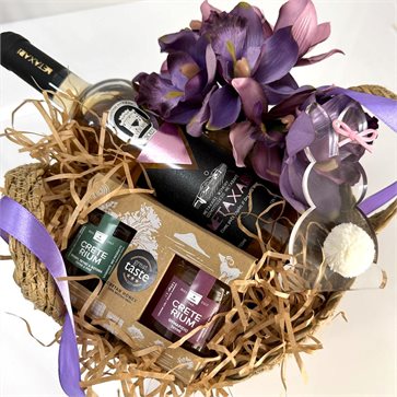 Easter Gift Basket with Rose Wine Metaxari & Organic Honey