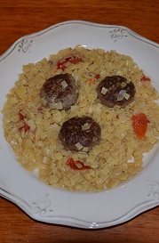 Traditional greek meat balls with homemade pasta