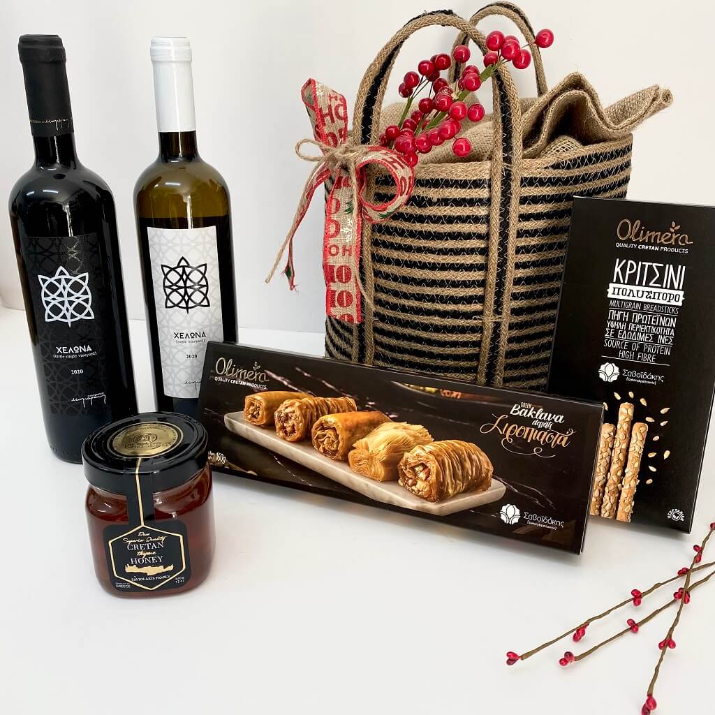 Turtle Wines and Greek Deli Treats - Christmas Gift Basket
