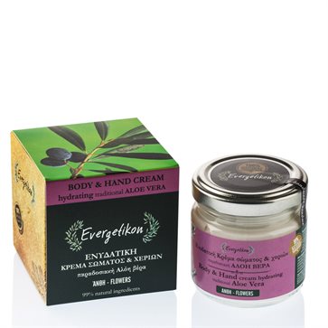 Hydrating hand and body cream with Aloe Vera & Flowers by Evergetikon
