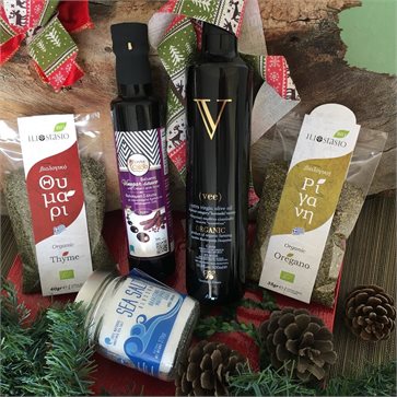 Organic Cretan Products for salads in a Christmas gift set