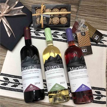 Cretan Gift Single Variety wines Lyrarakis & Honey treats