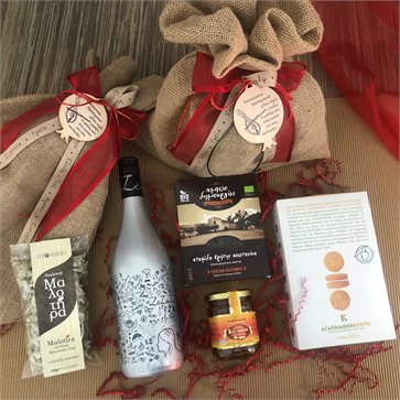 Christmas Gift Bag - ZaZaZu Sparkling Wine and Cretan delies