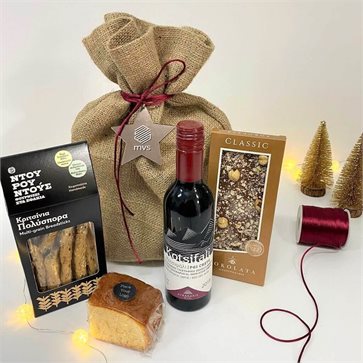 Sustainable Red Wine & Festive Snacks for Christmas Corporate Gift Pouch