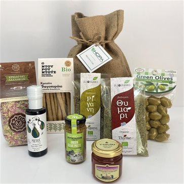 Taste the Cretan Cuisine Corporate Gift in Jute Pouch