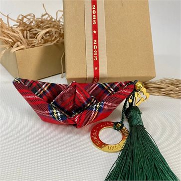 'tο kaikaki' Handmade Greek Boat in Red Plaid - New Year's Charm 2025
