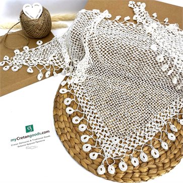 Cretan Sariki Bridal Premium in White (Handmade Crochet) for Weddings