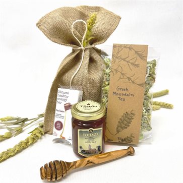 Greek Raw Honey & Mountain Tea | Conference Gift in Jute Pouch