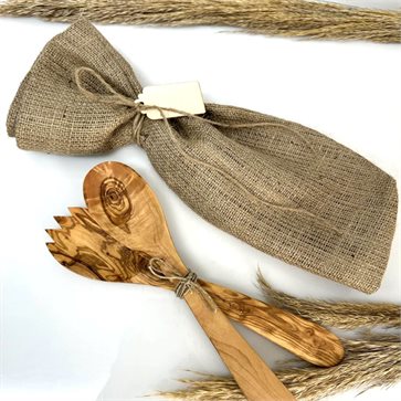 Set Of Spoons Made Of Natural Olivewood | Conference Gift in Jute Pouch