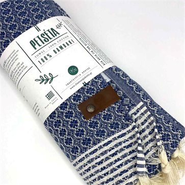 Petseta Blue Woven Beach Towel Deluxe Honeycomb Texture
