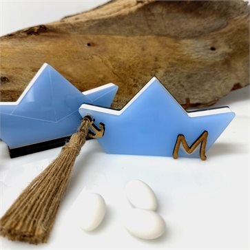 Greek Boat Blue Plexiglass Custom Baptism Greek Gift